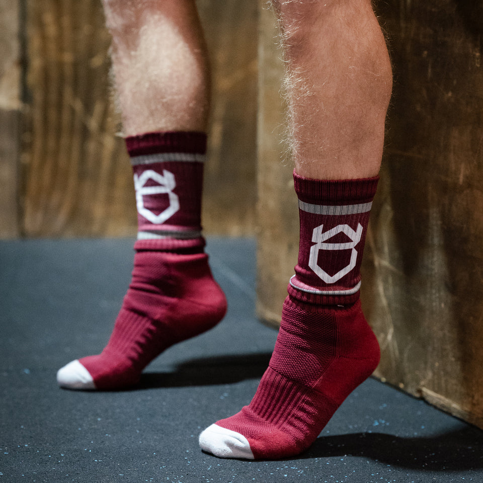 CREW SOCK (Maroon) - Viking Fitness Project