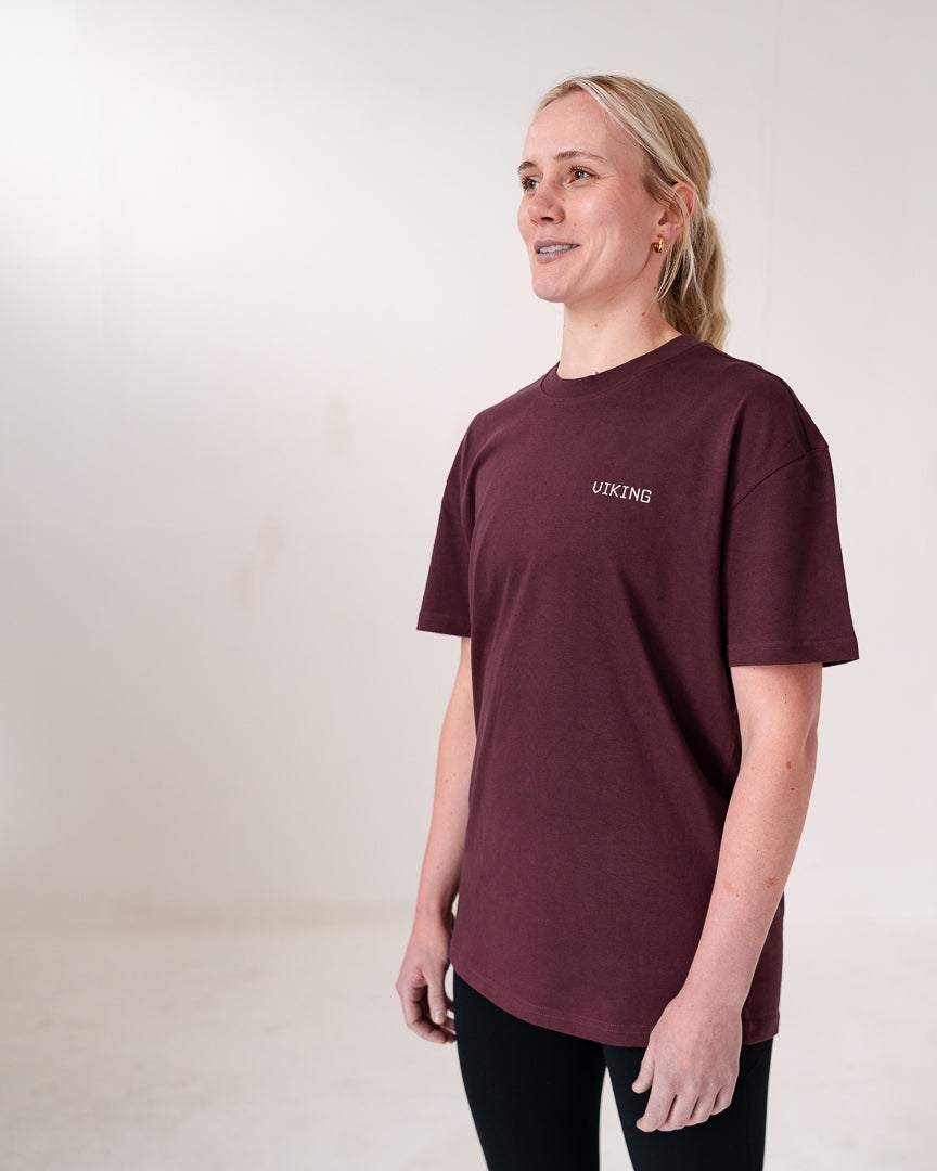 UNISEX HEAVYWEIGHT OVERSIZE TEE (Cherry) - Viking Fitness Project