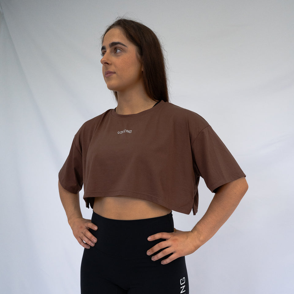 OVERSIZE CROPPED TEE [Brown] - Viking Fitness Project