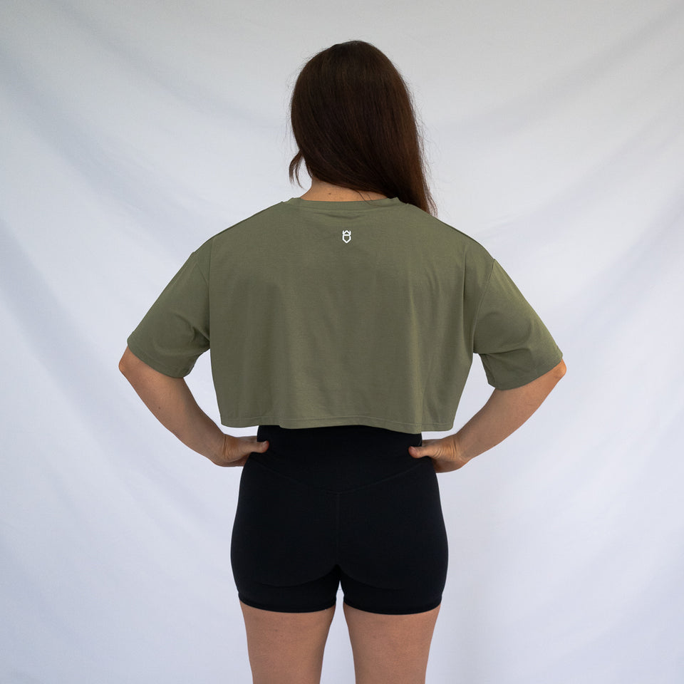 OVERSIZE CROPPED TEE [Forest Green] - Viking Fitness Project