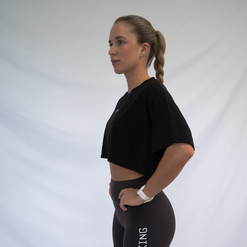 OVERSIZE CROPPED TEE [Black] - Viking Fitness Project