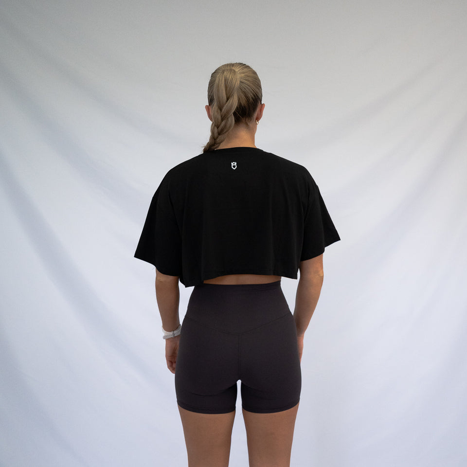 OVERSIZE CROPPED TEE [Black] - Viking Fitness Project
