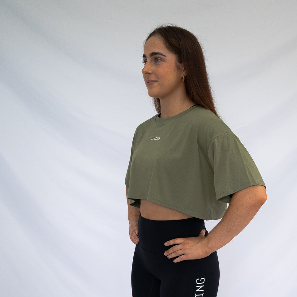 OVERSIZE CROPPED TEE [Forest Green] - Viking Fitness Project