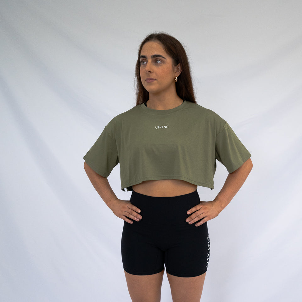 OVERSIZE CROPPED TEE [Forest Green] - Viking Fitness Project