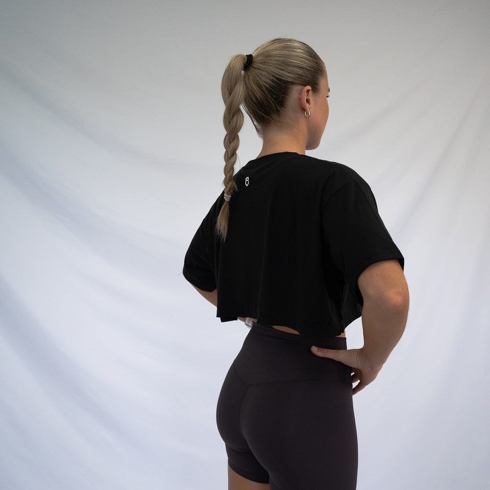 OVERSIZE CROPPED TEE [Black] - Viking Fitness Project