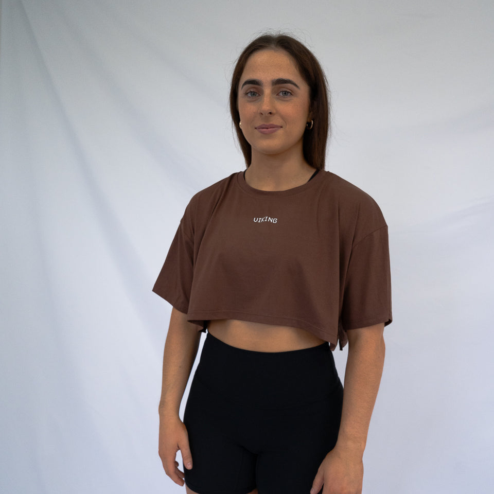 OVERSIZE CROPPED TEE [Brown] - Viking Fitness Project